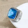 Anillos de clúster Cojón de 20 mm Corte azul Cubic Zirconia Anillo de declaraciones unisex Joyas de boda de diseño de cócteles Twisted para mujeres L240402