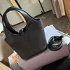 Luxury Designer Basket Bag 18cm Plain Women's Leather Tote with Branded Lock Closure