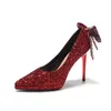 Designerskie kobiety buty na wysokim obcasie czerwone lśniące dno cienkie obcasy czarne nagie patentowe skórzane kobiety z workiem na kurz wodoodporne klasyczne platformę łuk sandały wysokie obcasy