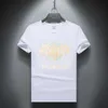 여름 유럽 패션 브랜드 둥근 목 레이저 스팽글 반 모달 하단 상단을 가진 남성과 젊은이를위한 짧은 슬리브 티셔츠