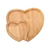 Plates Creative Solid Wood Double Heart Shape Snack Fruit Dry Plate Handmade Sushi Tea Tray Candy Dessert Ramadan Home Decor