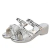 Sandaler Kvinnor Guldkil Gladiator Summer Fashion Shiny Crystal Platform Woman Thick Heeled Beach Shoes Sandalias Mujer