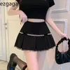 Jupes ezgaga mini femmes bowknot kace patchwork haute taille culottes printemps été sweet élégant jupe plissée sexy