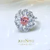 Clusterringe wünschen Super Fairy Pink Orange Ring 925 Silbernische hoher Kohlenstoff Diamant Vielseitiger Blumenschmuck