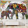 Tapestries Mandura Tapestry Elephant Buddha Aesthetic Wall Hanging Bohemian Hippie Decor Retro Room Living Home