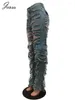 Damesjeans Joskaa Blue scheurde baggy dames hipster sexy hoge taille rechte denim broek 2024 Fashion Cargo broek streetwear