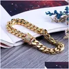 Chain Punk Charm Mens Bracelet Designer Cuban Link Luxury 18K Gold Bracelets Man 10Mm Copper White Aaa Zirconia Sier Diamond Chains Dhnju