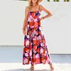 Casual Dresses Holiday Beach Floral Maxi Dress Women Summer Sexig Spaghetti Strap Fashion Loose Cover Up Camis Party Long Long