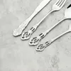 Zestawy sztućców puste naczynie stołowe srebrne oprogramowanie srebrne oprogramowanie noża knife lodowe łyżki zestawu stołowego