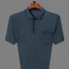 Summer Fashion Classic Business Casual Men Clothing Overizezed Wygodne trend kontrastowy Kolor Pocked Polo Shirt 240320