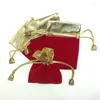 Presentförpackning 100 st 9 12 cm röd phnom penh sammet väskor kvinna vintage dragkammare för fest/smycken/present DIY handgjorda påseförpackningar
