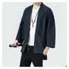 Męskie kurtki Summer Harajuku mężczyzn Ochrona przeciwsłoneczna odzież Kimono Casual Mężczyzna otwarty ścieg Solid Chiński w stylu Kurtka upuszczona dostawa DHKU3