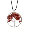 Colliers pendants Stone Crystal Charms Copper Twine Tree of Life Wrap Wrap Amethyst Tiger Eye Rose Quartz Bijoux en gros