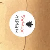 Party Decoration 200PCS/Lot Christmas Series Self-Adhesive Kraft Round Paper Stickers For Gift Bags Boxes Label Sealing