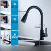 Robinets de cuisine Trou à trou de lavabo de lavabo Tapage 2 Fonction Stream Stream Pulporter Faucet en acier inoxydable Rotation des robinets d'eau froide