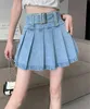 Urban sexy jurken lente zomer 2024 Nieuwe hoge taille dames denim korte rokken met een spijkerbroek rokken met randen vrouwelijke geplooide sexy mini rok y2k rok 240403