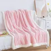 Blankets Simple Modern Double-layer Lambskin Blanket Ins Korean-style Plaid Thickened Warm Sofa Nap Skin-friendly Soft Shawl