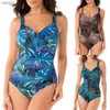 Women's Swimwear Sexy Large Size One-piece Swimsuit with Enclosed Enlarged Print Swimsuit Women 2024 Monokini Backless Hollow Summer Bathing Suit Y240402