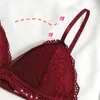 Lace Triangle Cup Gevotte beha dames borduurwerk holle ondergoed sexy bloemen diep v brassiere naadloos push -up bralette lingerie 240326