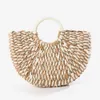 Dinner Package New Wholesale Retail Fashionable White Grass Woven Bag Semi-circular Seaside Vacation Beach Womens