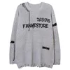 Herrenpullover Loch gestrickt Männer Skelettbriefmuster Pullover Mode Harajuku Casual Acersizesie Streetwear Punk Sweater