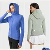 Yoga Outfit LL-DJ028 Brand Womens Esercizio Fitness Wear Hoodies Sports Deal Gusse esterne Abbigliamento Outdoor ADT Casual Agg che corre a manica lunga Ot6nz