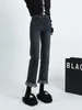 Jeans femminile americano ad alta vita con cintura skinny vintage street micro pantaloni gamba larga pantaloni in denim