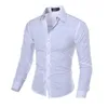 Koszulki męskie męskie Mężczyźni Mężczyźni Slim Fit Męski Koszula Solidna długie rękawy w stylu brytyjski biuro bawełniane moda 2021 Aplikacja dostawy Dhuun