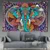 Tapestries Mandura Tapestry Elephant Buddha Aesthetic Wall Hanging Bohemian Hippie Decor Retro Room Living Home