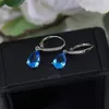 Dangle Earrings Elegant Fashion Luxury Water Drop Women's Pink Blue Topaz S925 Sterling Silver Classic Brand Jewelry Fine Party 2024