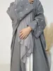 الملابس العرقية القمر تطريز مفتوح Abaya 2024 الفاخرة كيمونو معطف الحجاب رداء المسلم للنساء الإسلام الرجع