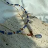 Colares feitos artesanais de design original de design de mulheres empilhadas colar da moda azul de pedra azul de pedra azul clavícula Conjunto de jóias Presente de jóias