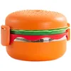 Servis Hamburger Lunch Box Portable Container rostfritt stålbehållare Lids Lagring av camping Hållare Child Child