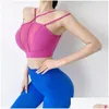 Yoga -outfits vrouwen ademende gaas sport beha ondersteunen crop top vrouw fiess sportkleding drop levering buitenshuis atletic outdoor kleding otw7m