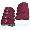 Clubs 10pcs/Set Wine Red Meshy Neopree Golf Iron Club Head Covers 3,4,5,6,7,8,9, P, S, eine passende rechte Eisen.