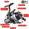 Reels Spinning Reel 5 + 1 en acier inoxydable BB Fishing Fishing Reel CNC Aluminium Boupole pour les outils d'accessoires de pêche en eau salée / eau douce