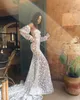 Serratura della sirena splendida abito da sposa a cuore maniche lunghe abiti da sposa abiti da sposa Appliques Sweep Designer del treno Boho Robe de Mariage