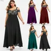 Urban Sexy Dresses Plus size womens plus size cold shoulder lace long dress party evening dress new fashion simple version clothing Y240402