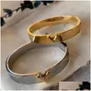 Bangle Titanium Steel Femmes Love Designer Bracelets Sier Gold Color Bangles V Lettre Bracelet à charme étroit Bijoux de mode Lady Part Dhab9