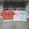 24SS MIUトップ女性トリミングTシャツの文字刺繍Tシャツ造影色半袖Tシャツ夏の通気性ティー