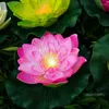 Flores decorativas Lâmpada de jardim de jardim doméstico à prova d'água Artificial LED de fibra óptica Luz flutuante de lótus Flor Flor Weeds Lily Wedding Decoration D23