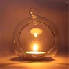 Ljushållare Europa Style Round Hanging Tealight Holder Hollow Glass Globes Terrarium Bröllop Transparent ljusstake