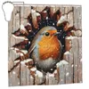 Shower Curtains 3d Christmas Robin In A Hole The Wood Curtain 72x72in With Hooks DIY Pattern Privacy Protection