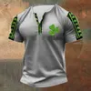 Summer T-shirt 3D Clover Digital Print Men's Casual Short Sleeved Sports T-shirt Top