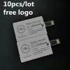 Drives 10pcs Niestandardowe logo Drukuj obraz 128 MB 4GB 8G 16GB 32G Dysk flash karty flash karta kredytowa Pendrive Nazwa firmy w kształcie pamięci USB Stick