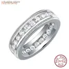 Clusterringe Newshe Echte 925 Sterling Silber Eheringe für Männer Brilliant Runde Schnitt aaaaa Kubikzirkon Fine Schmuck Größe 8-13 L240402