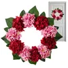 Flores decorativas da primavera na grinalda de verão todas as estações floral de 18 polegadas vermelha e rosa Folha verde para a porta da frente
