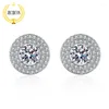 Boucles d'oreilles Stud JECICCON 925 argent sterling pour les femmes Sac ronde de mode plein de diamants 0,5 cmt bijoux Moisanite All-Match Eart