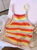 Women's Tanks Camis 2024 Comfortable and Stylish Striped Ribbed Knit Cami Top for Women SlEEveless Square Neck Casual Top Crop Top Y240403