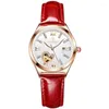 Armbanduhr Ladies Fashion Korean Strass Roségold Quarz Watch Female Belt Women's Watches Uhr Frauen #vk